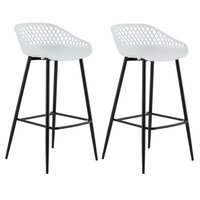 Lot de 2 tabourets de bar IREK chaise haute pour cuisine ou comptoir au  design retro, en plastique gris anthracite et métal noir - Achat & prix