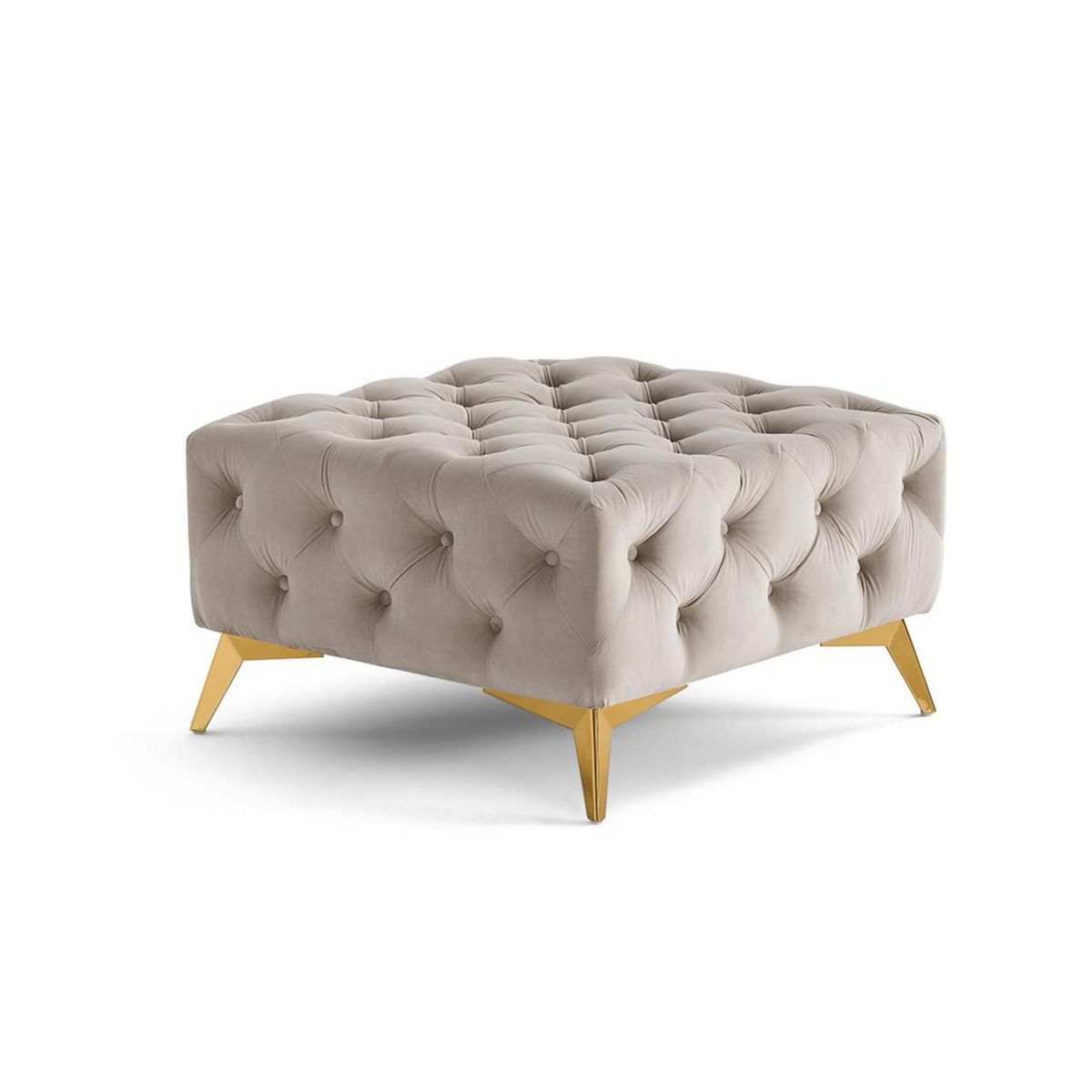 LISA DESIGN Camden - pouf chesterfield en velours - pieds en métal doré
