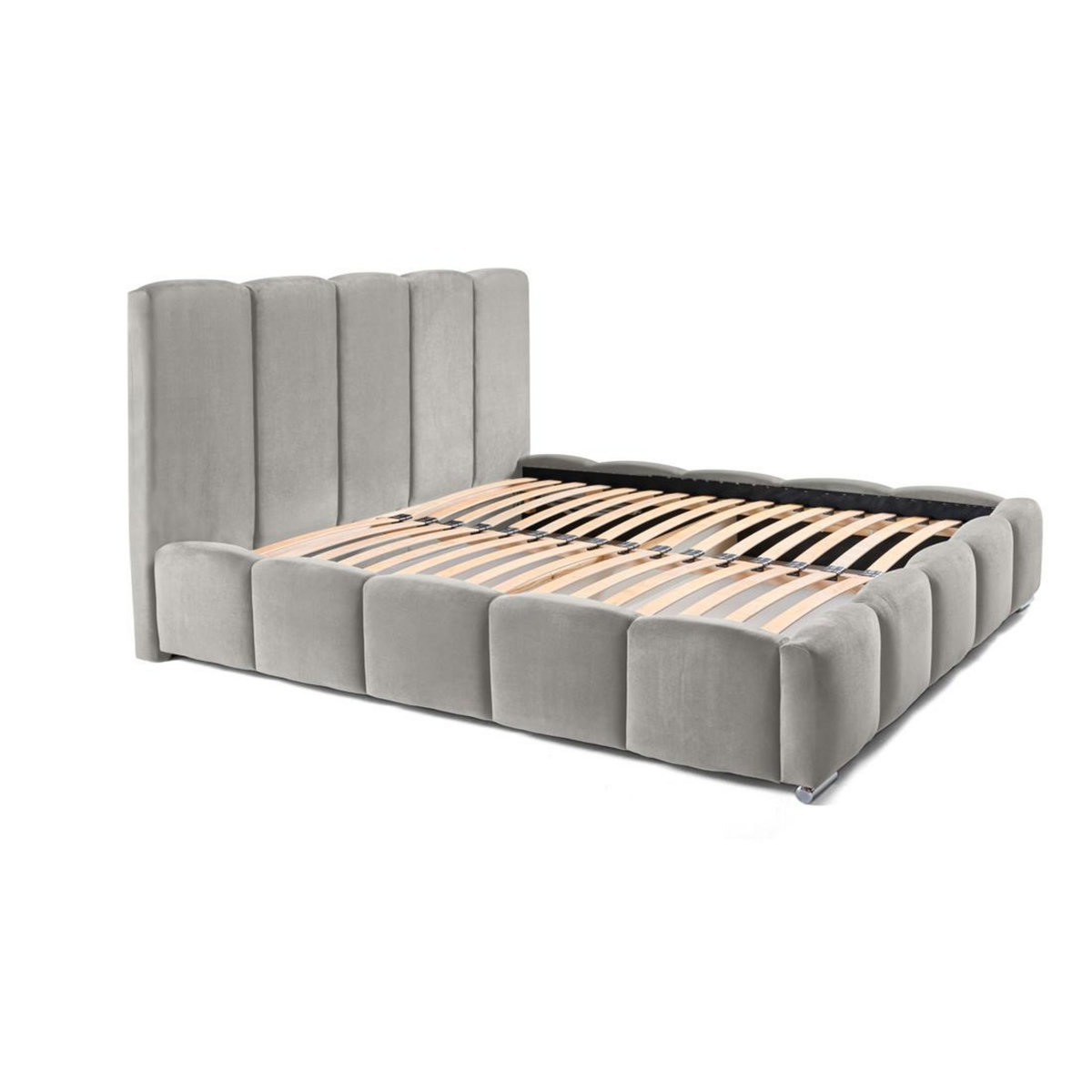 BEST MOBILIER Torreon - lit coffre - 140x200 - sommier inclus - en velours