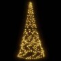 VIDAXL Sapin de Noël sur mat de drapeau 200 LED Blanc chaud 180 cm