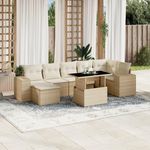 VIDAXL Salon de jardin avec coussins 8 pcs beige resine tressee