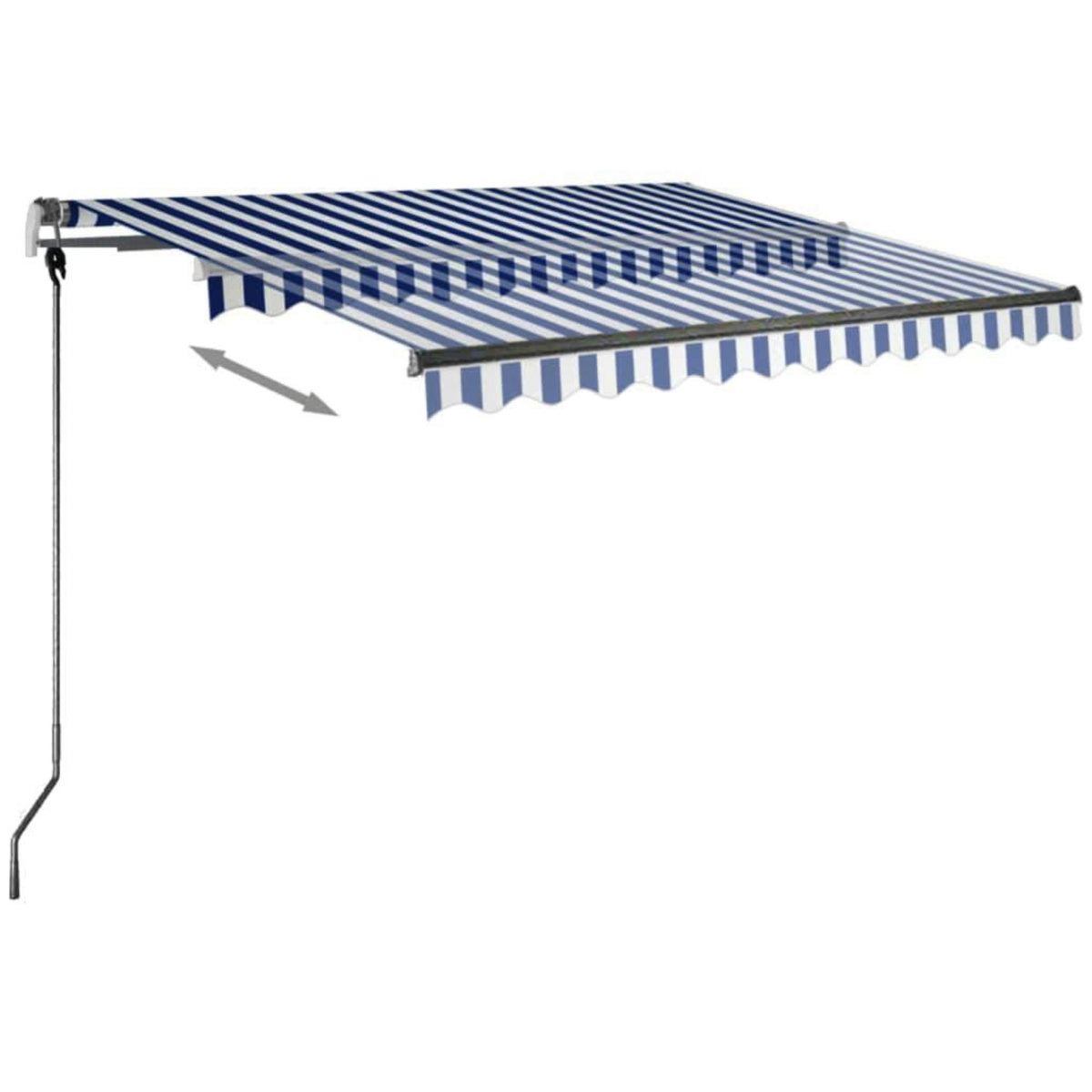 VIDAXL Auvent manuel retractable avec LED 350x250 cm Bleu et blanc