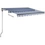 Voir la diapositive 4 : VIDAXL Auvent manuel retractable avec LED 350x250 cm Bleu et blanc