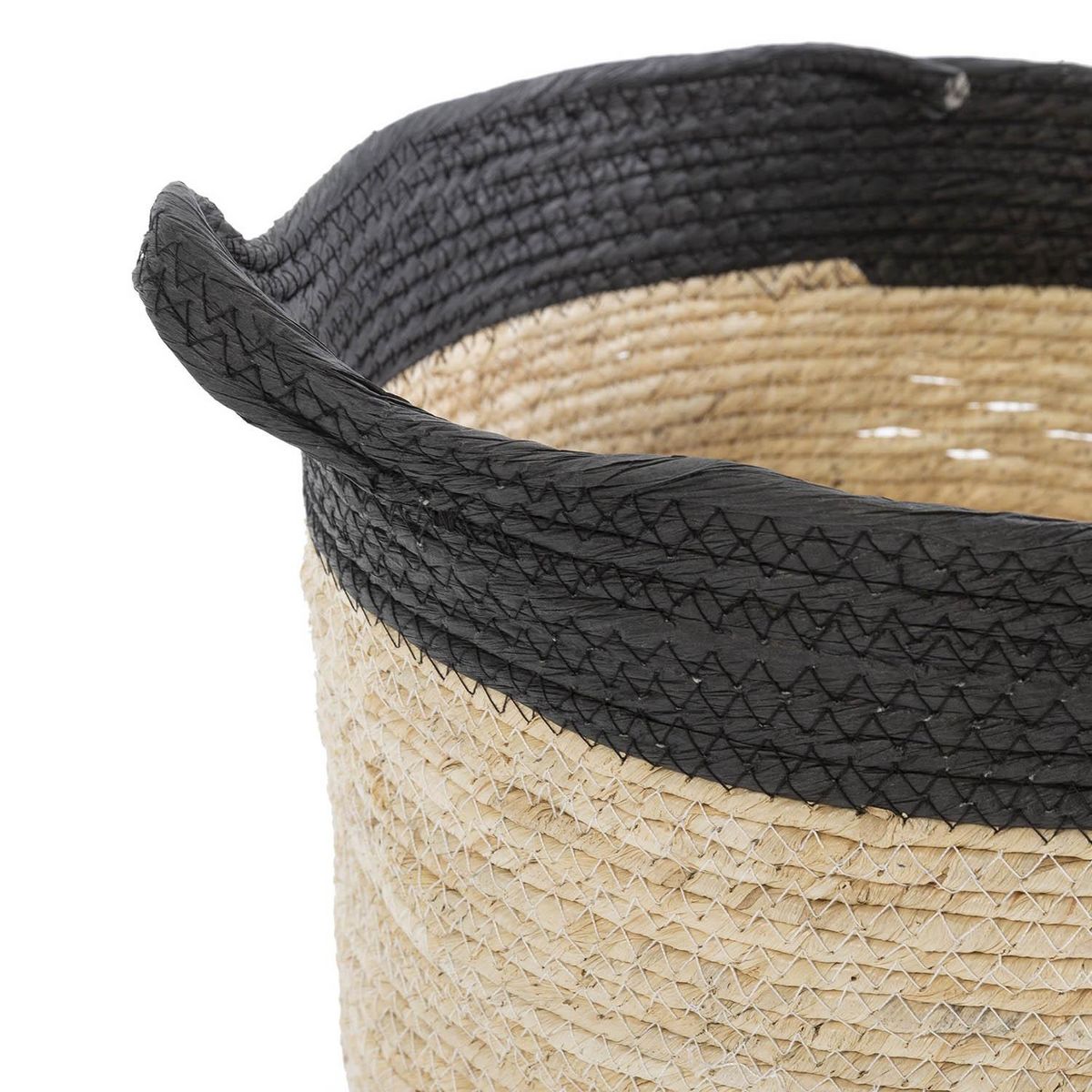 VS VENTA-STOCK Set de 3 paniers Otilia fibre naturelle et papier, noir/beige