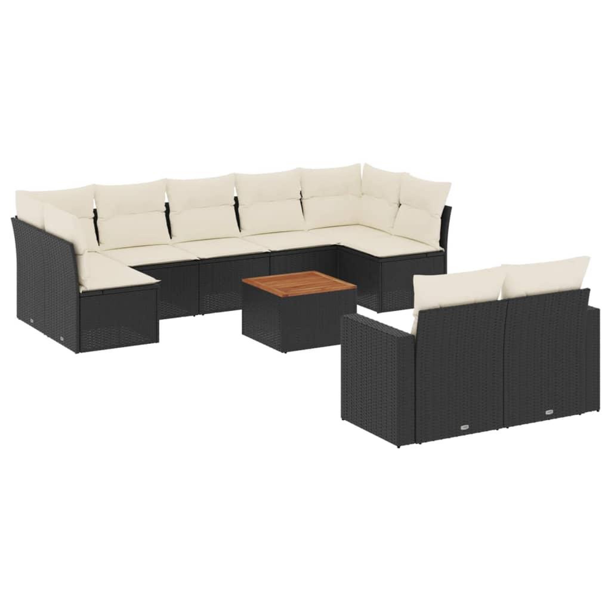 Voir la diapositive 2 : VIDAXL Salon de jardin 10 pcs avec coussins noir resine tressee