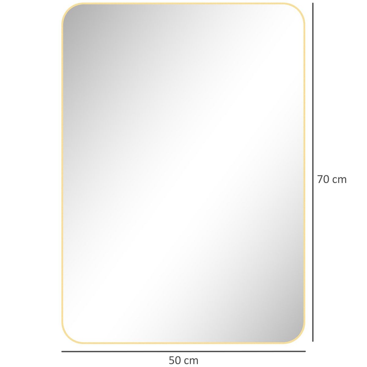 HOMCOM Miroir mural rectangulaire 50 x 70 cm cadre alliage aluminium doré