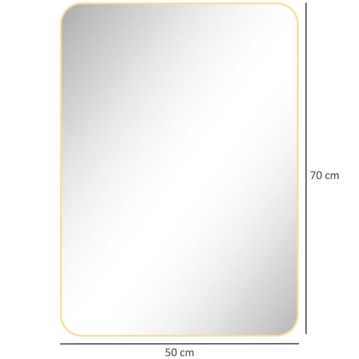 HOMCOM Miroir mural rectangulaire 50 x 70 cm cadre alliage aluminium doré