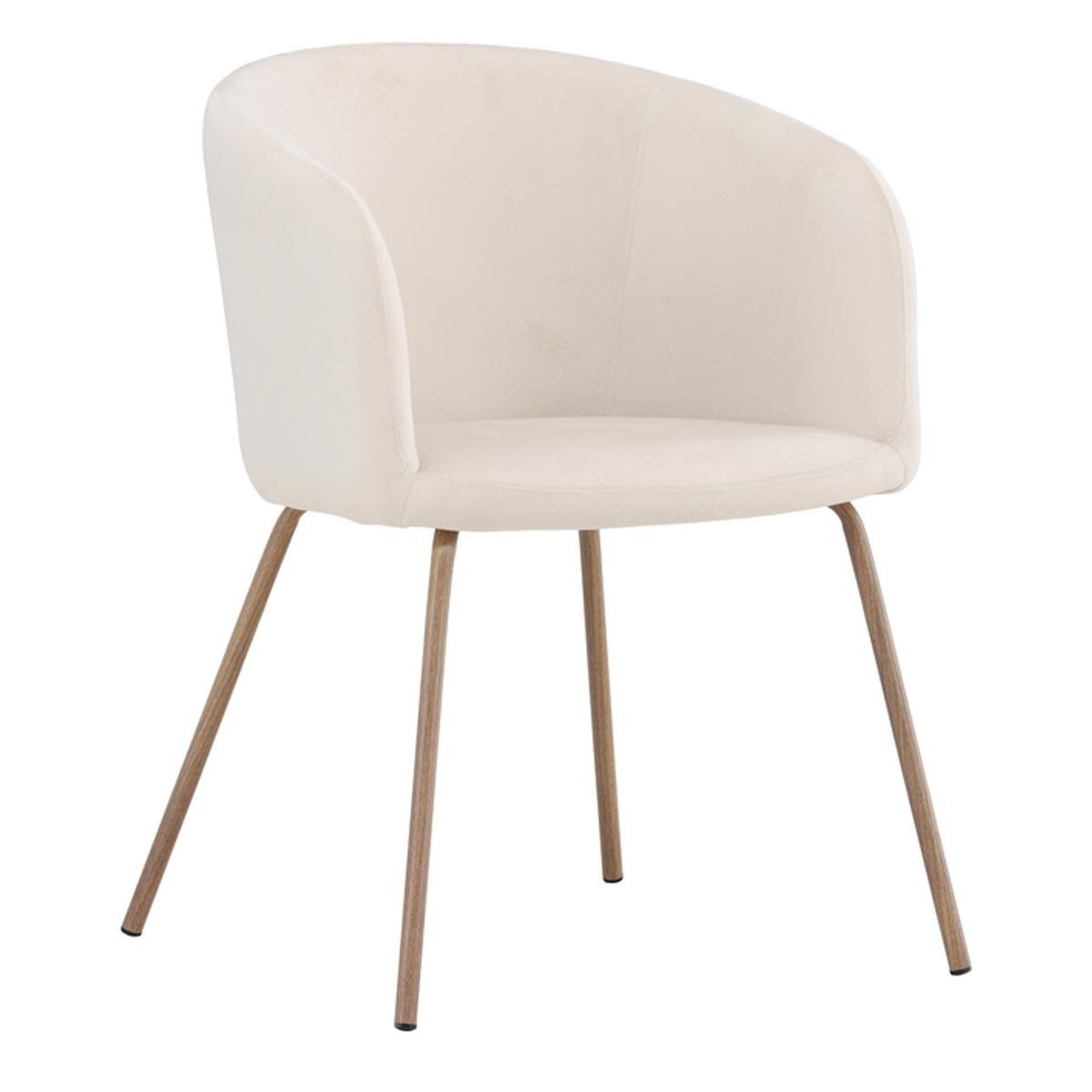 Paris Prix Chaise en velours  berit  78cm crème & naturel