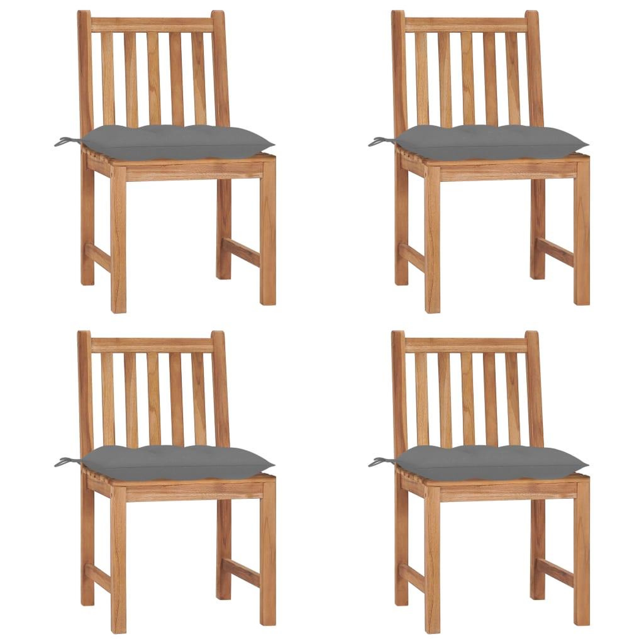 Voir la diapositive 1 : VIDAXL Chaises de jardin lot de 4 avec coussins Bois de teck massif
