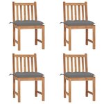 VIDAXL Chaises de jardin lot de 4 avec coussins Bois de teck massif