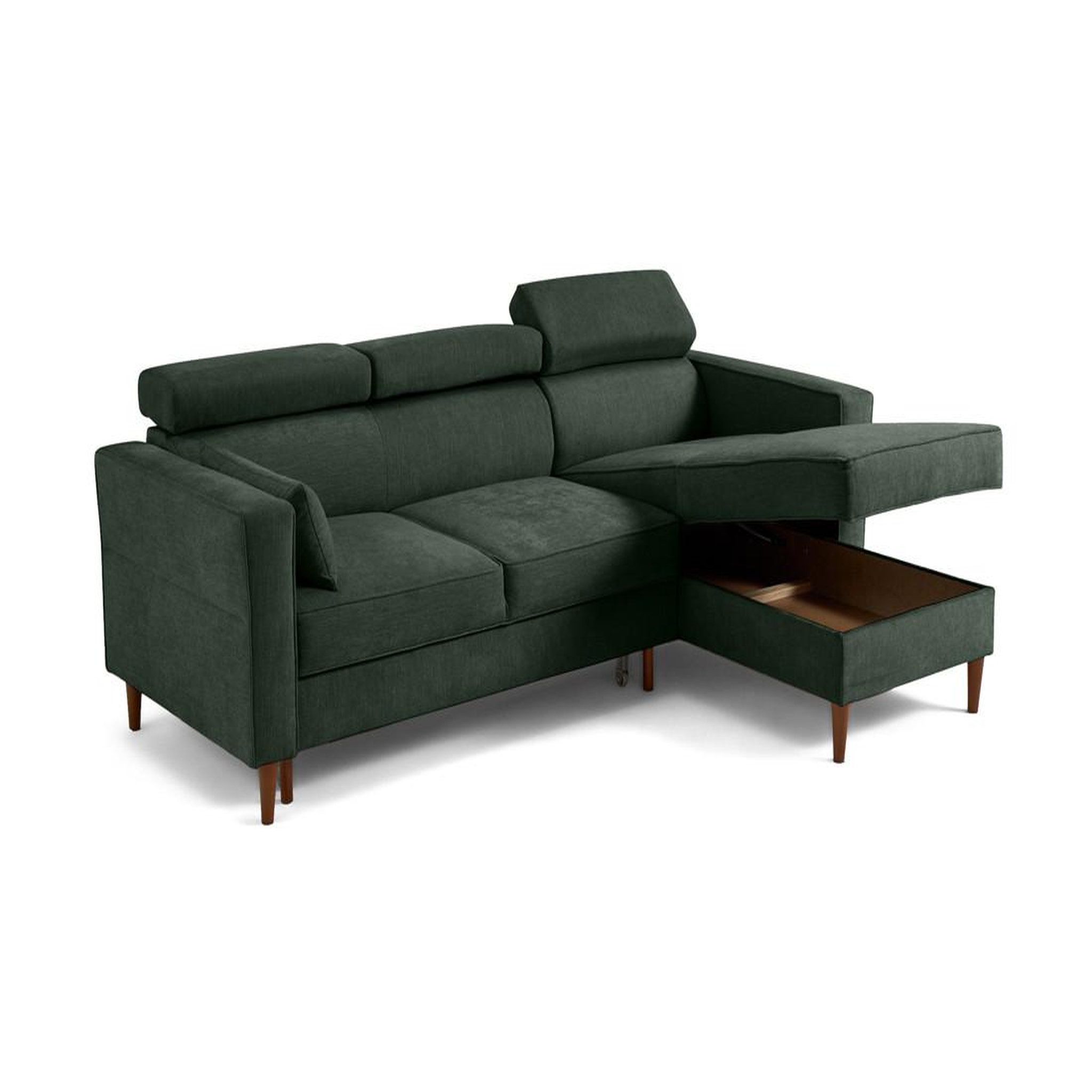 Voir la diapositive 3 : BEST MOBILIER Alicante - canapé d'angle réversible convertible avec têtières - coffre - 4 places - en tissu texturé