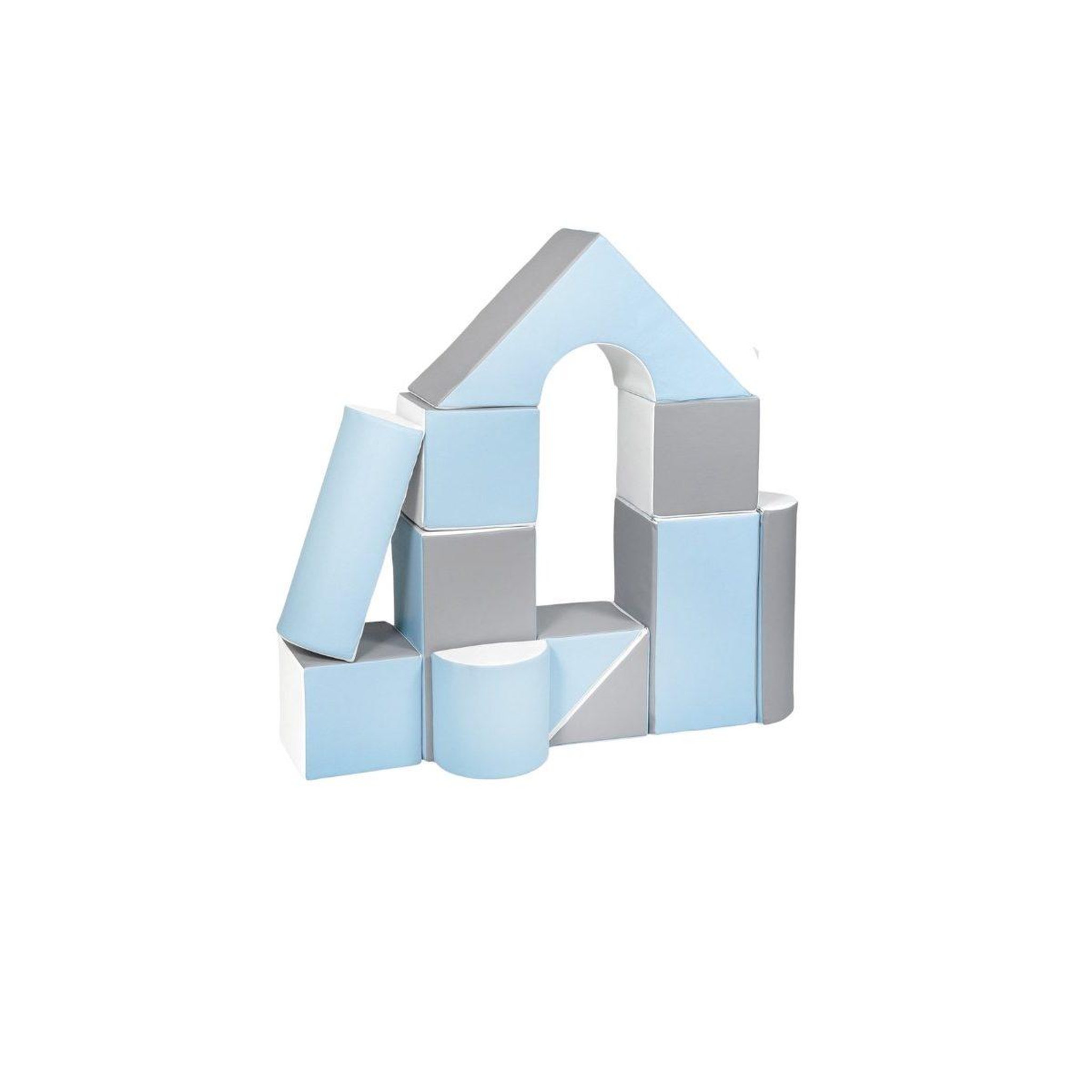 Voir la diapositive 4 : VELINDA Set de 15 blocs en mousse le jeu blanc bleu gris