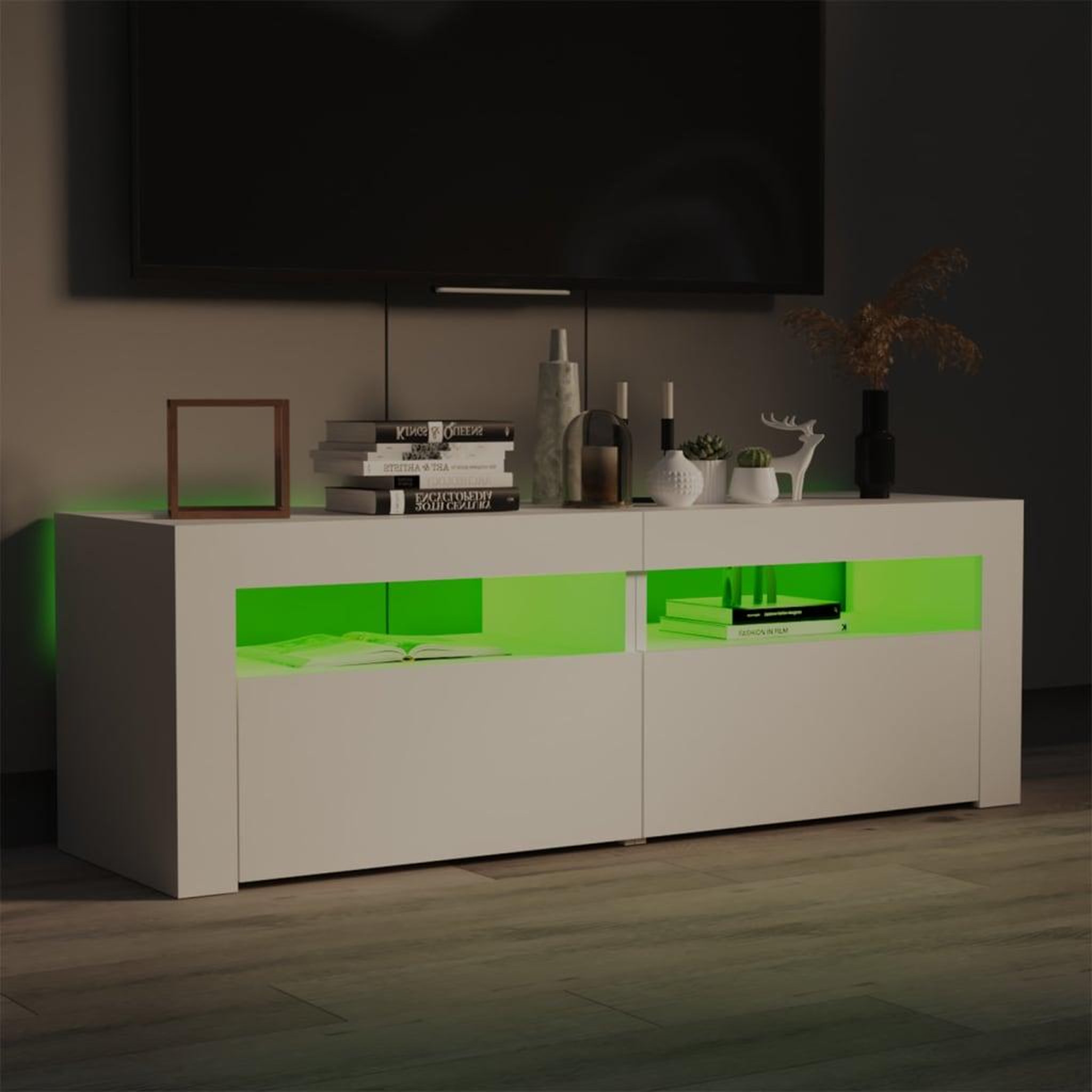 Voir la diapositive 3 : VIDAXL Meuble TV avec lumieres LED blanc 120x35x40 cm