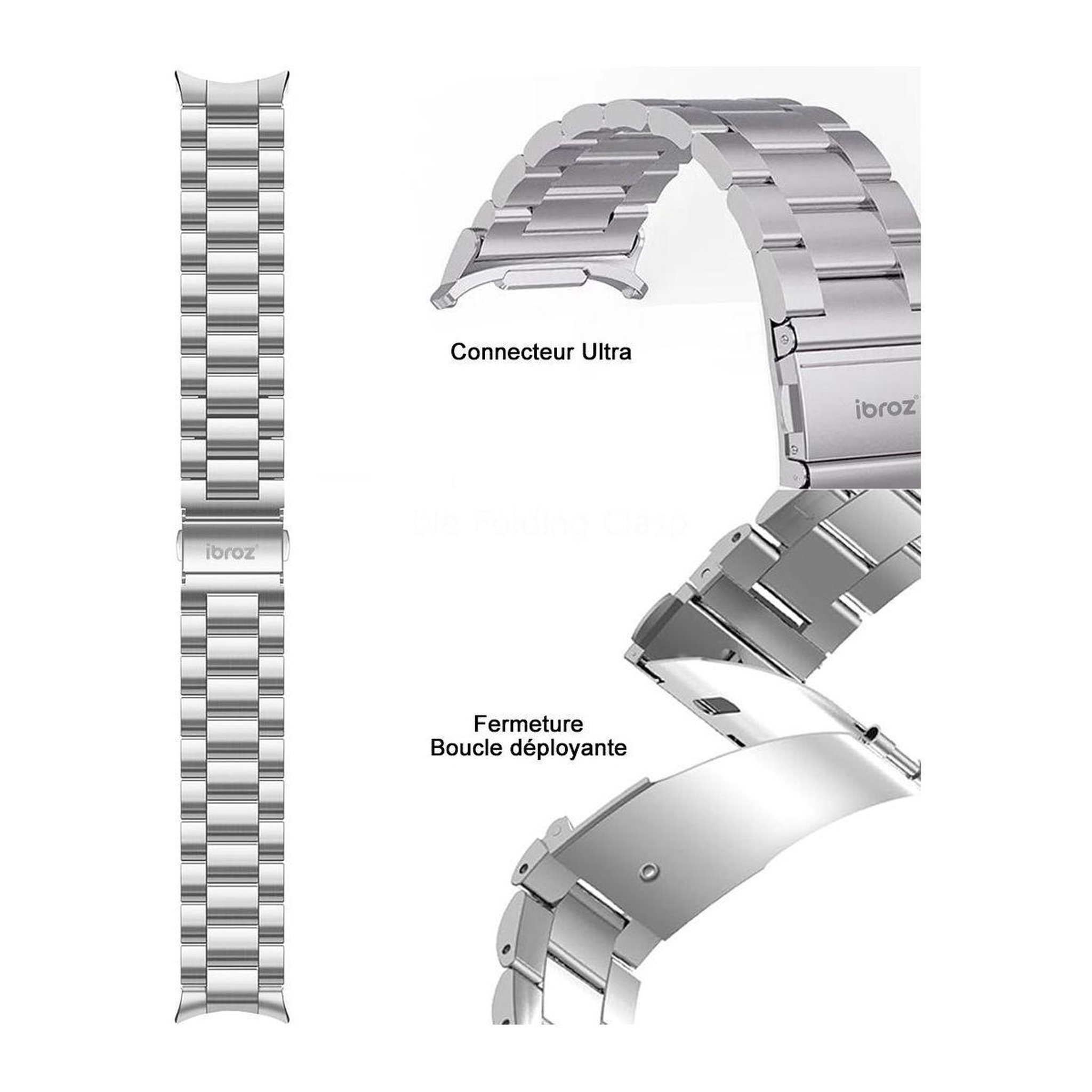 Voir la diapositive 4 : IBROZ Bracelet Galaxy Watch Ultra 47 mm acier silver