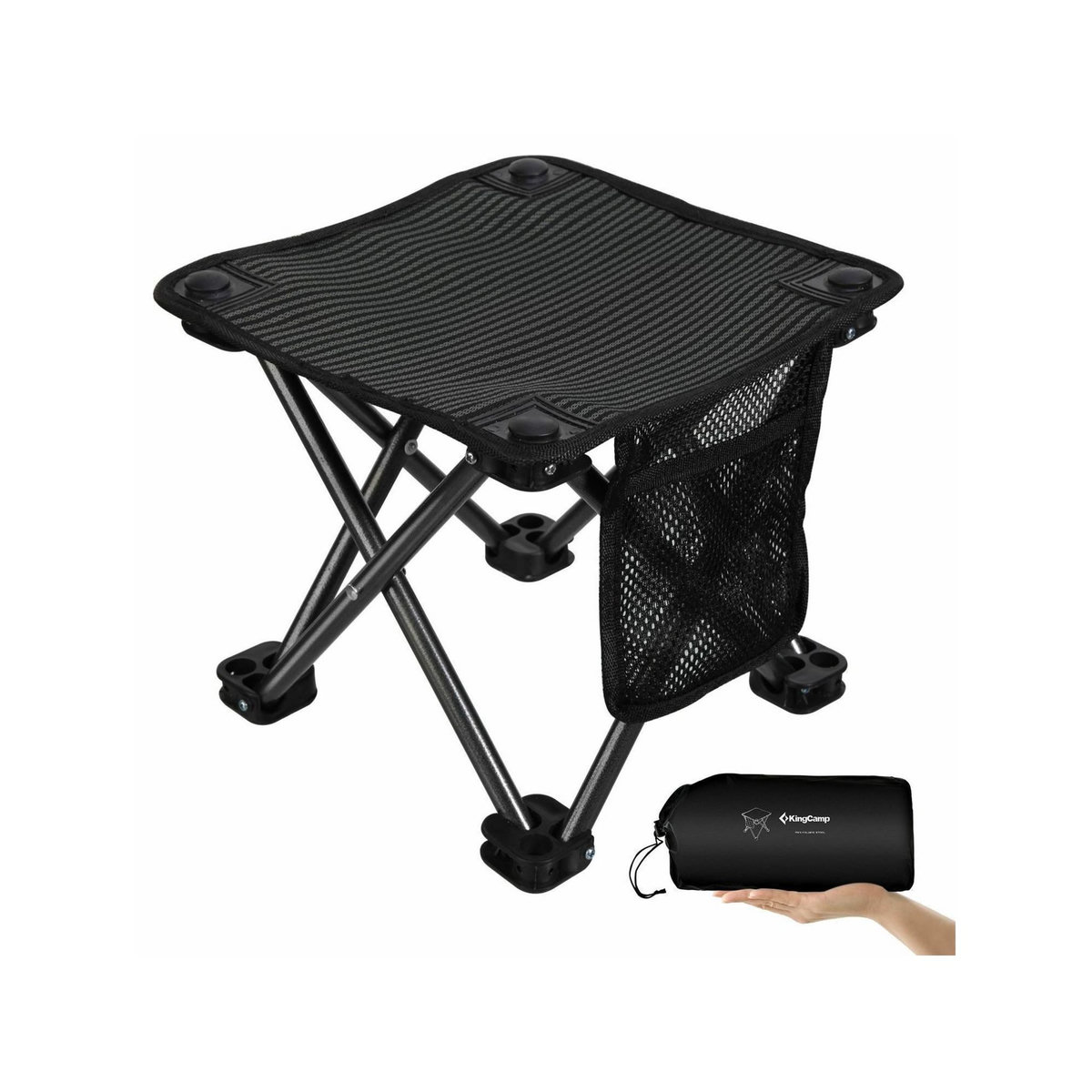 KINGCAMP Mini tabouret pliable - Kingcamp - Noir - Sac de transport inclus