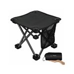 KINGCAMP Mini tabouret pliable - Kingcamp - Noir - Sac de transport inclus