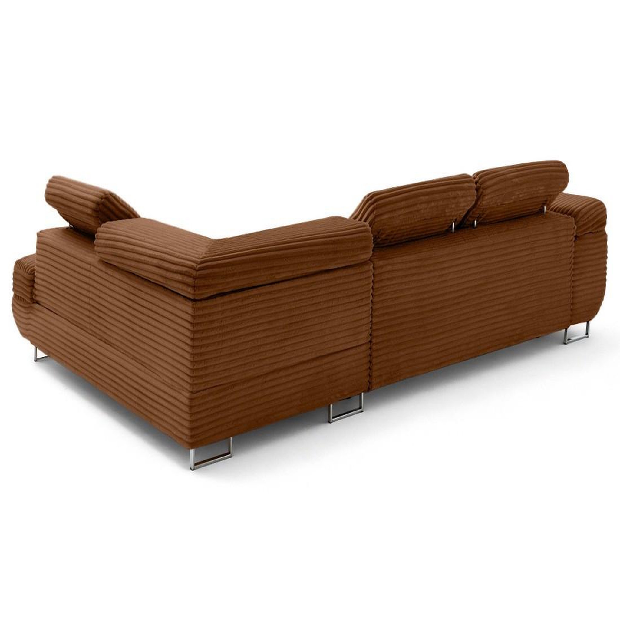 Voir la diapositive 4 : LISA DESIGN Zaria - canapé d'angle droit 5 places convertible avec coffre et têtières en velours côtelé grosses côtes