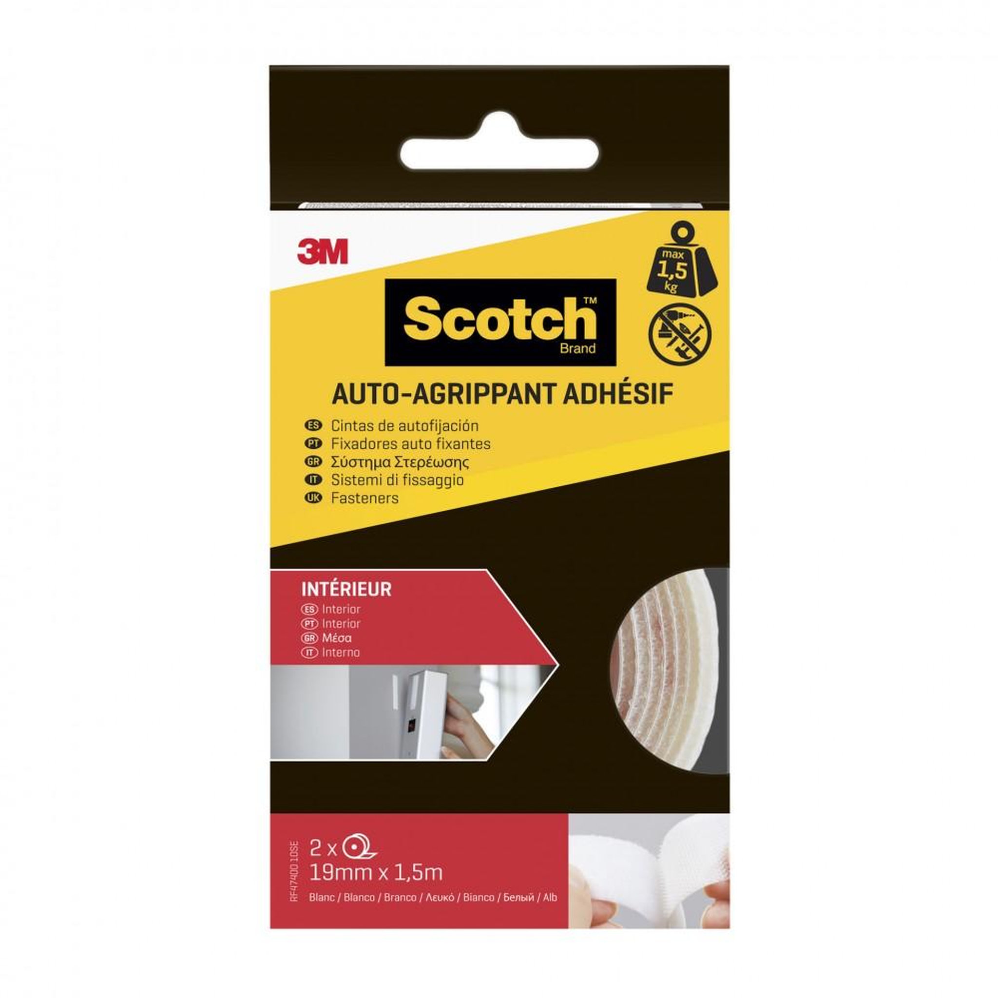 CENTRALE BRICO 2 rubans agrippant adhésifs blanc intérieur SCOTCH L.150 x l.19 mm