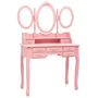 Voir la diapositive 2 : VIDAXL Coiffeuse avec tabouret et miroir pliable en 3 Rose