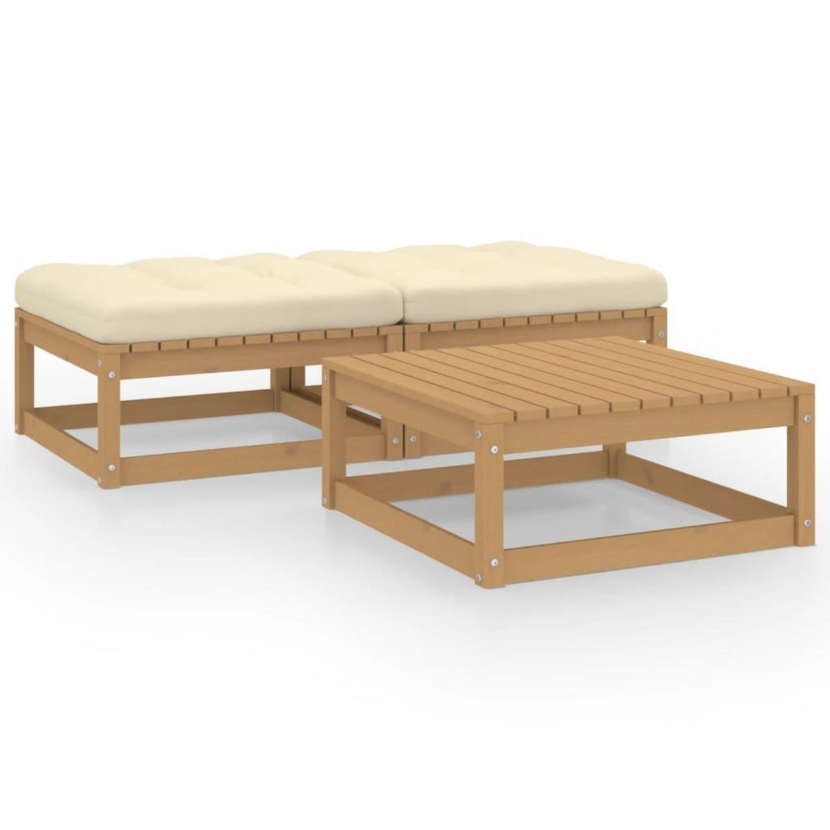 VIDAXL Salon de jardin 3 pcs avec coussins Bois de pin massif