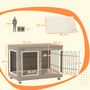 Voir la diapositive 3 : PAWHUT Cage pour chien sur pied - 2 portes verrouillables, coussin déhoussable inclus - acier filaire noir panneaux aspect bois brun