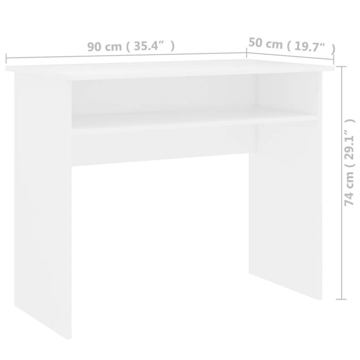 VIDAXL Bureau Blanc 90x50x74 cm Bois d'ingenierie