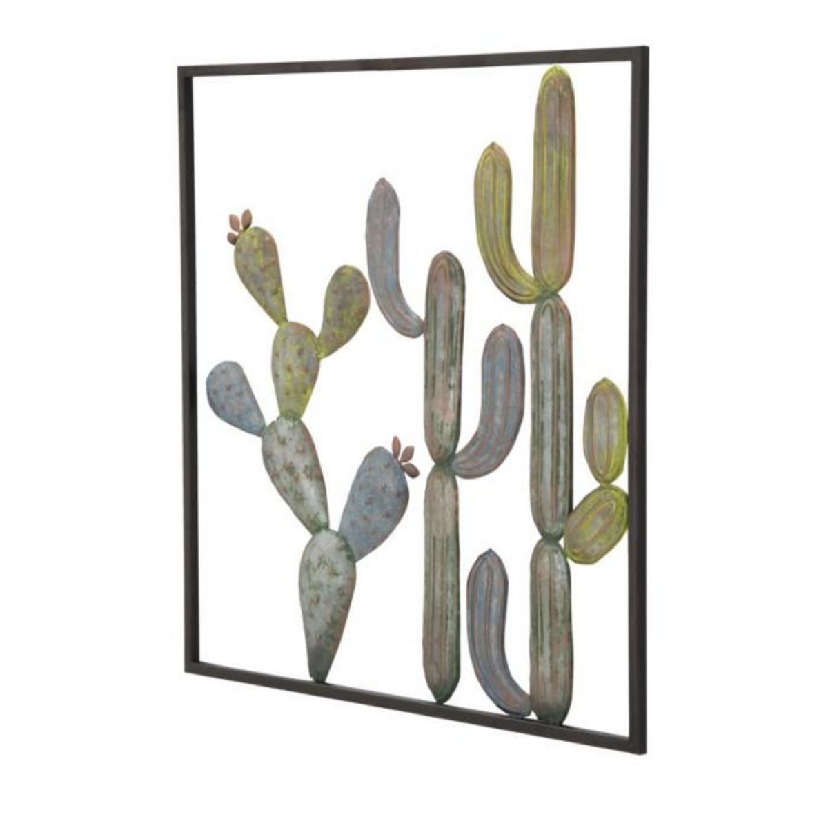 Paris Prix Déco Murale Encadrée en Métal  Cactus  50cm Multicolore