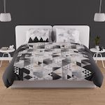 SOLEIL D'OCRE Parure housse de couette en coton 57 fils NORDIQUE, par Soleil d'ocre. Coloris disponibles : Gris