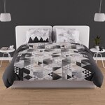 SOLEIL D'OCRE Parure housse de couette en coton 57 fils NORDIQUE, par Soleil d'ocre. Coloris disponibles : Gris