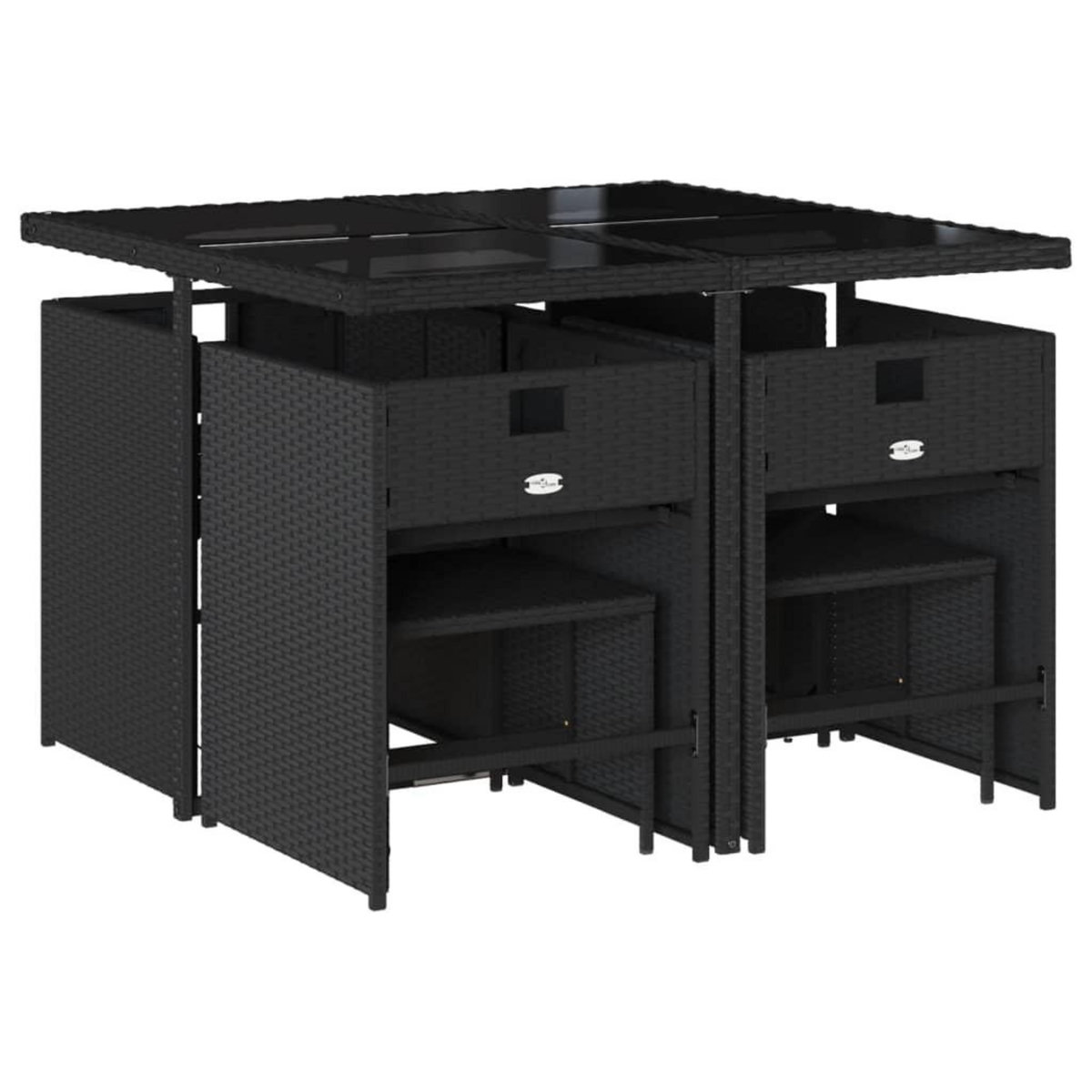 VIDAXL Ensemble a manger de jardin 9pcs coussins noir resine tressee