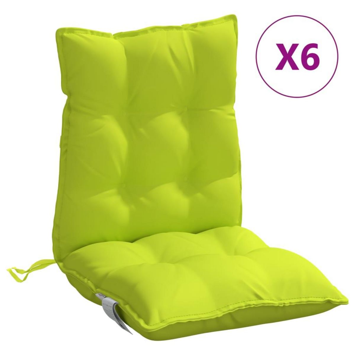 VIDAXL Coussins de chaise a dossier bas lot de 6 vert vif