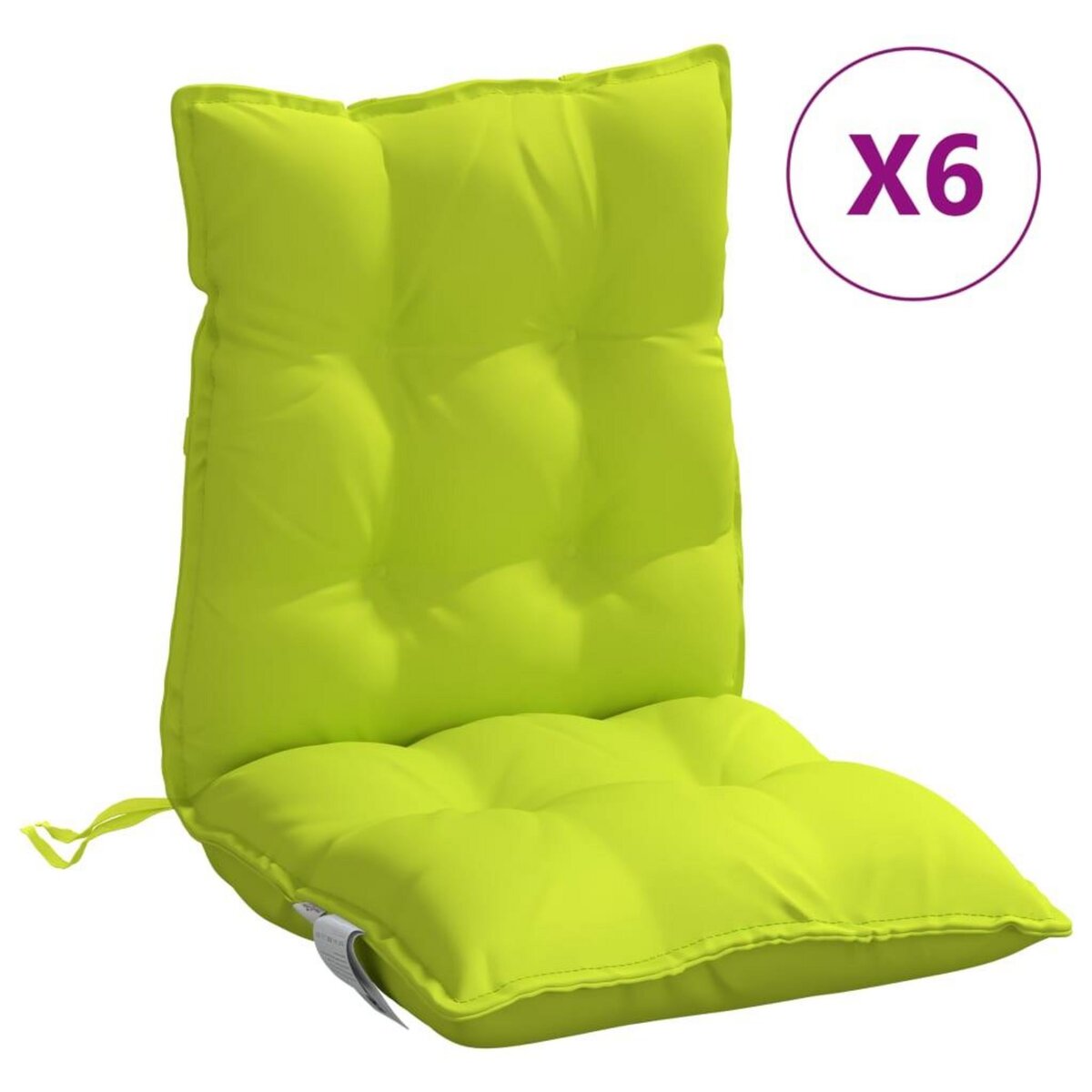 VIDAXL Coussins de chaise a dossier bas lot de 6 vert vif