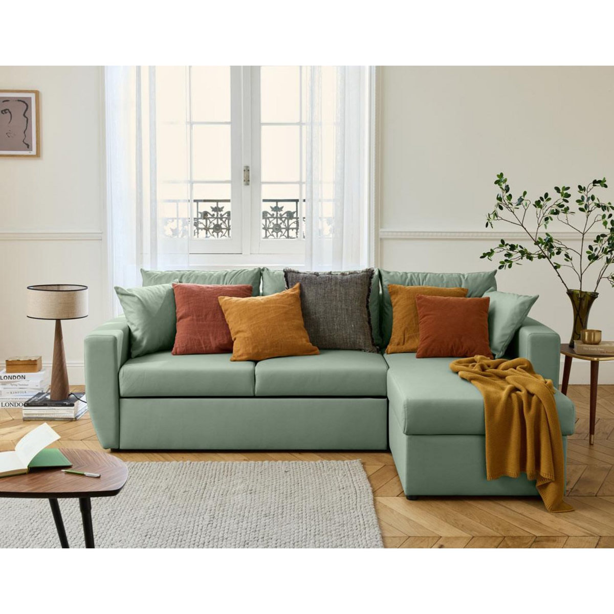 BEST MOBILIER Astoria - canapé d'angle réversible 4 places - convertible avec coffre - en simili