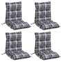 Voir la diapositive 3 : VIDAXL Coussins de chaise a dossier bas lot de 4 motif a carreaux gris