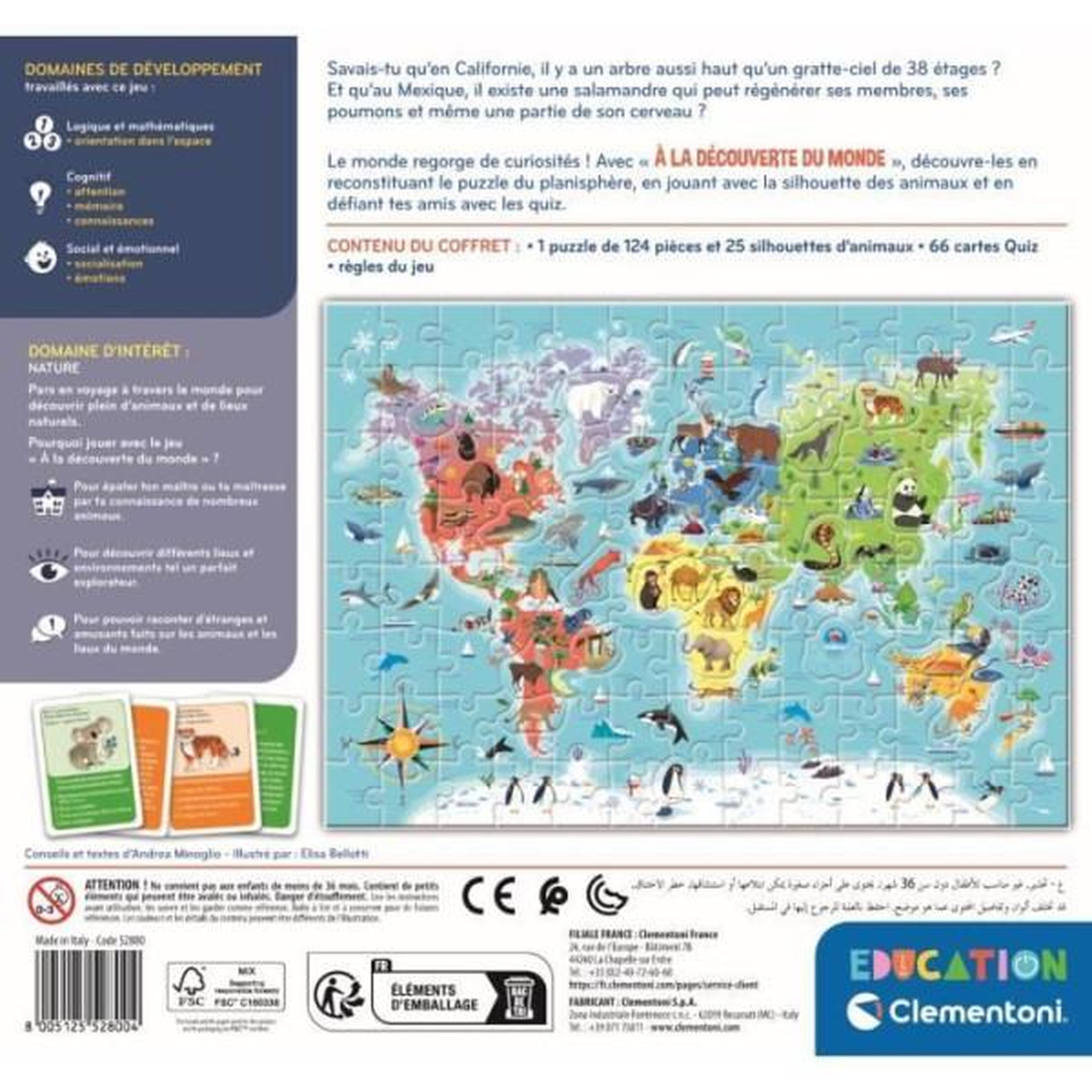 Voir la diapositive 4 : CLEMENTONI Clementoni - Puzzle a la découverte du monde - Avec activités, défis, tombola et jeu de recherche - Dés 6 ans