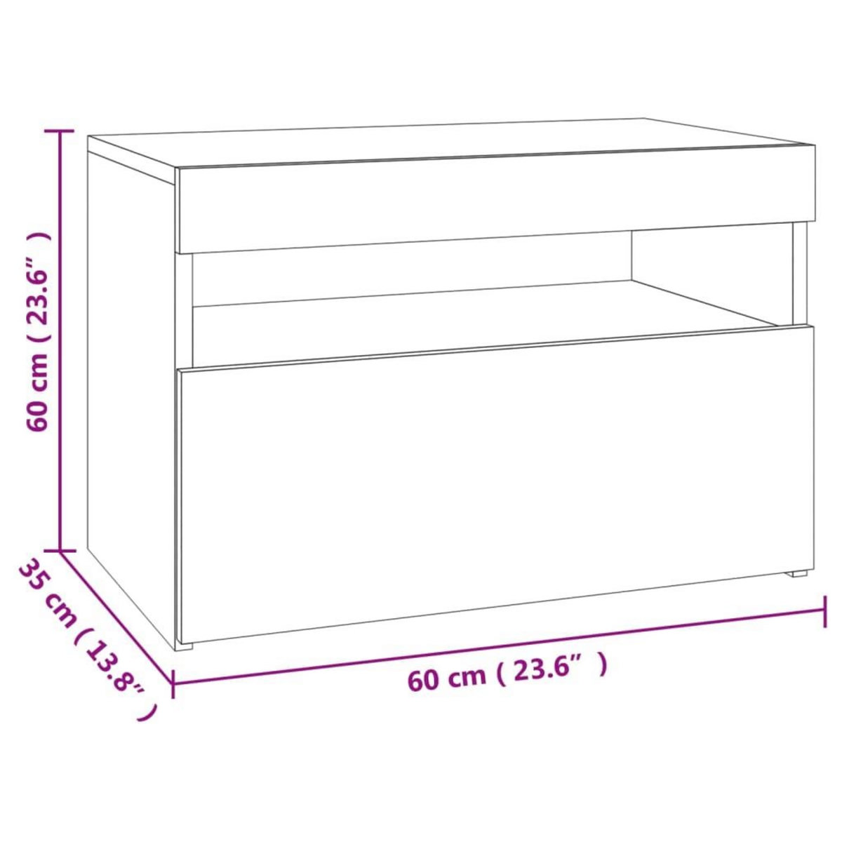 VIDAXL Meubles TV avec lumieres LED 2 pcs gris beton 60x35x40 cm