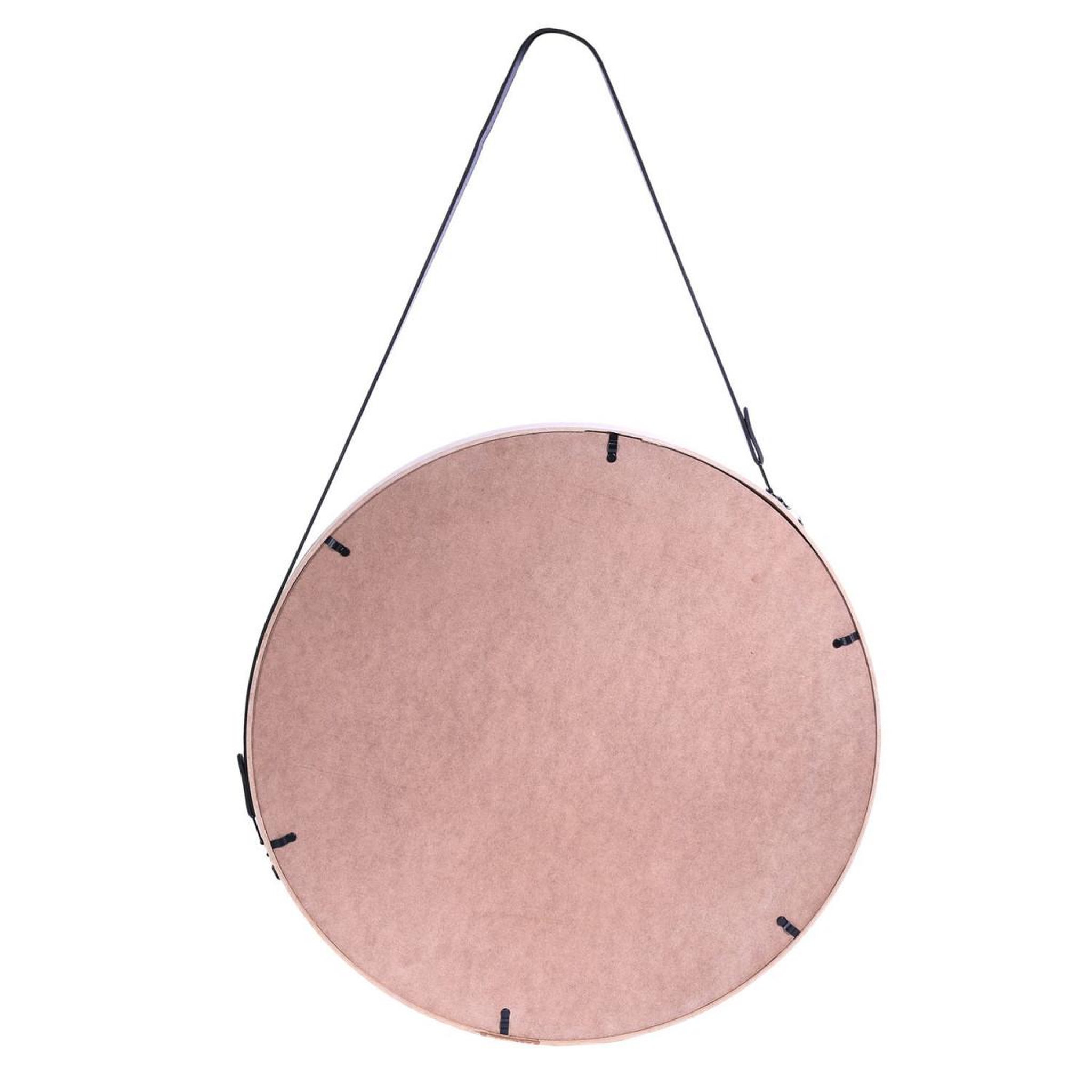 Voir la diapositive 3 : The Home Deco Factory Miroir Mural Rond Avec Anse  Barbier  70cm Beige