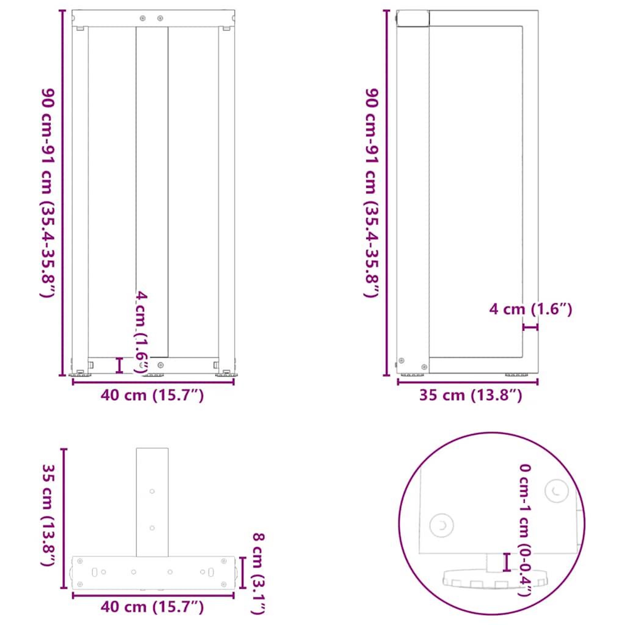 Voir la diapositive 6 : VIDAXL Pieds de table de bar forme de T 2 pcs anthracite acier