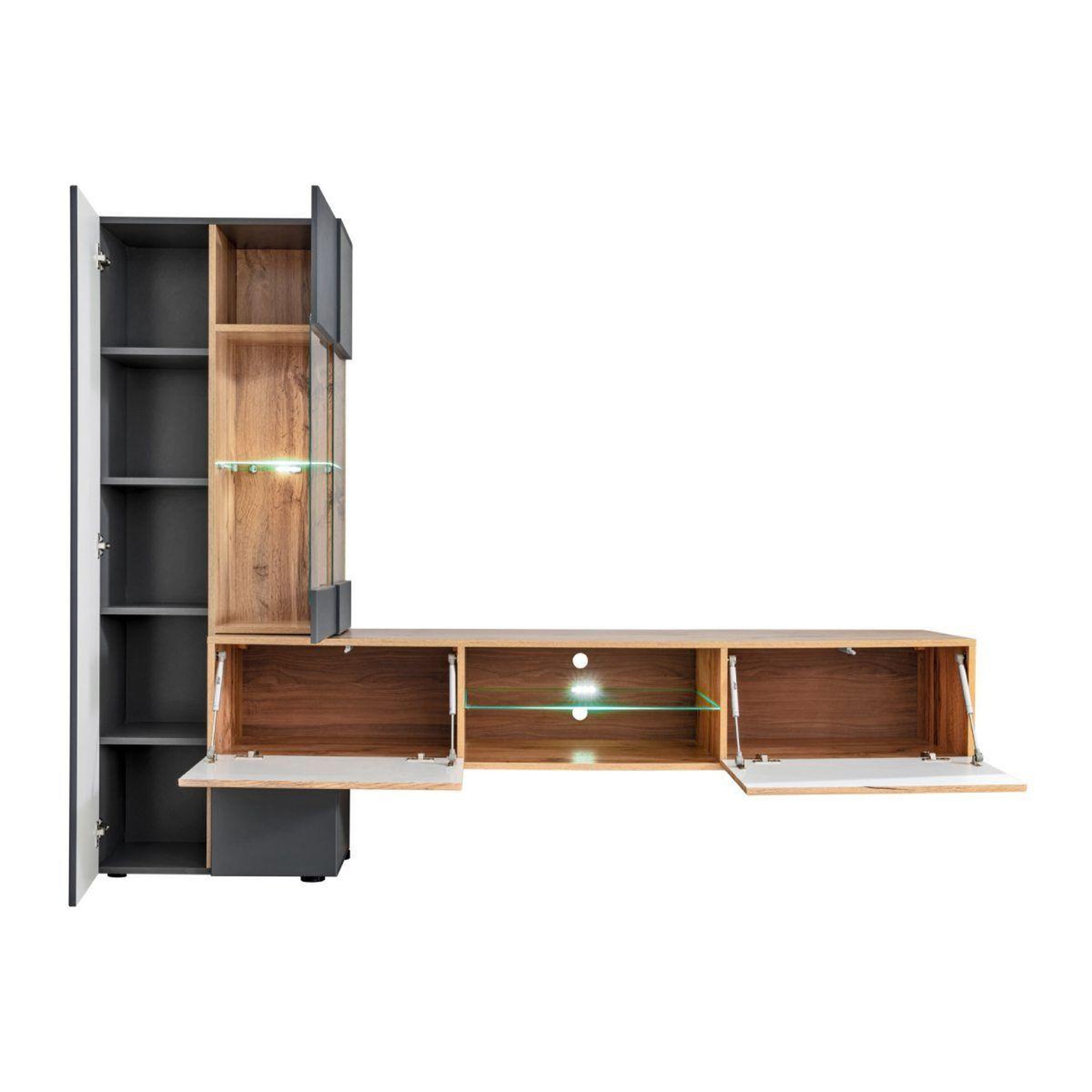Voir la diapositive 4 : Paris Prix Ensemble meuble tv design  try  210cm chêne & gris