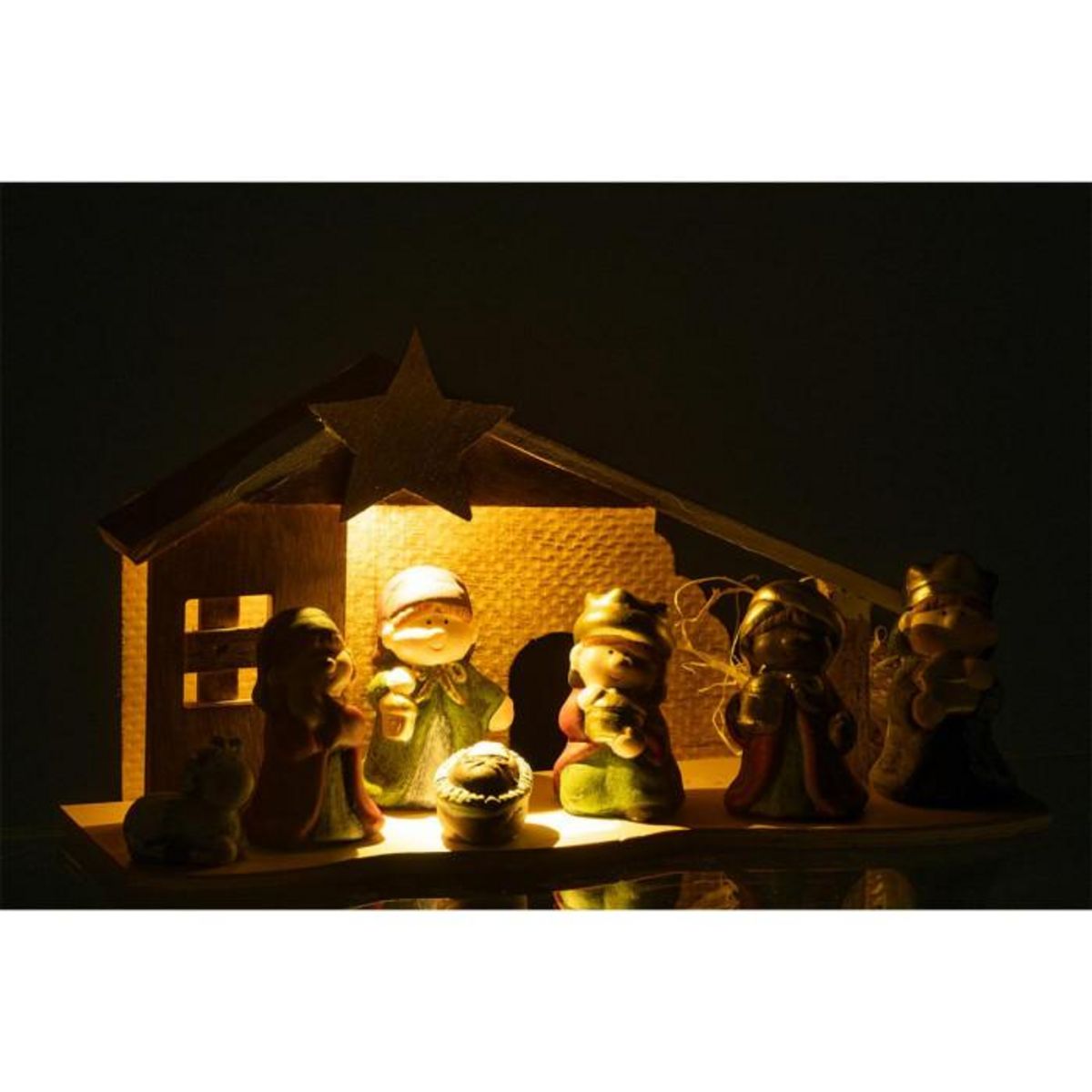 Paris Prix Crèche de Noël en Porcelaine  LED  31cm Multicolore