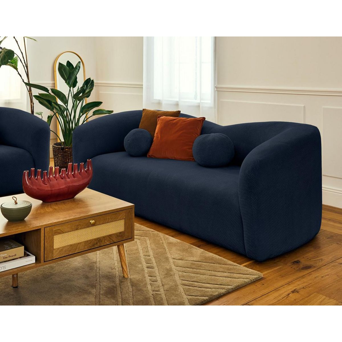 LISA DESIGN Charles - canapé droit 3 places en velours texturé