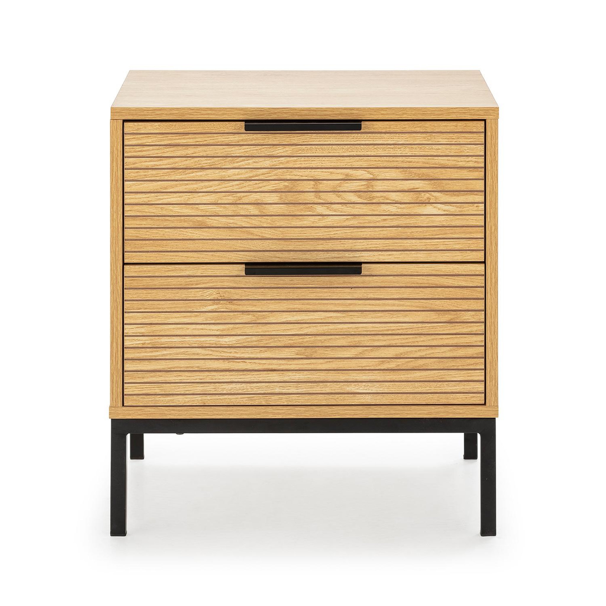 Voir la diapositive 4 : VS VENTA-STOCK Table de chevet 2 tiroirs Monica couleur Bois