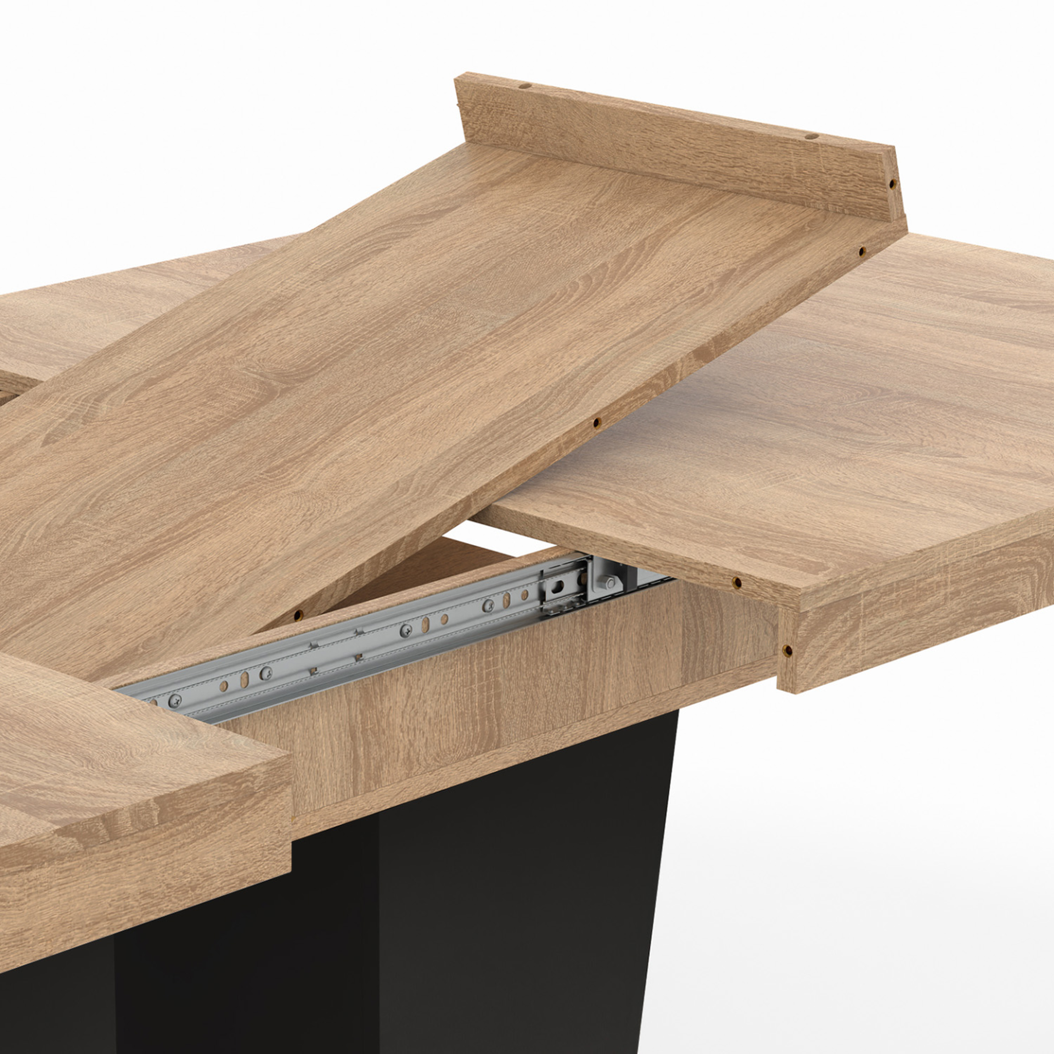 Voir la diapositive 6 : ID MARKET Table à manger extensible rectangle eliad 6-10 personnes bois et noir 160-200 cm