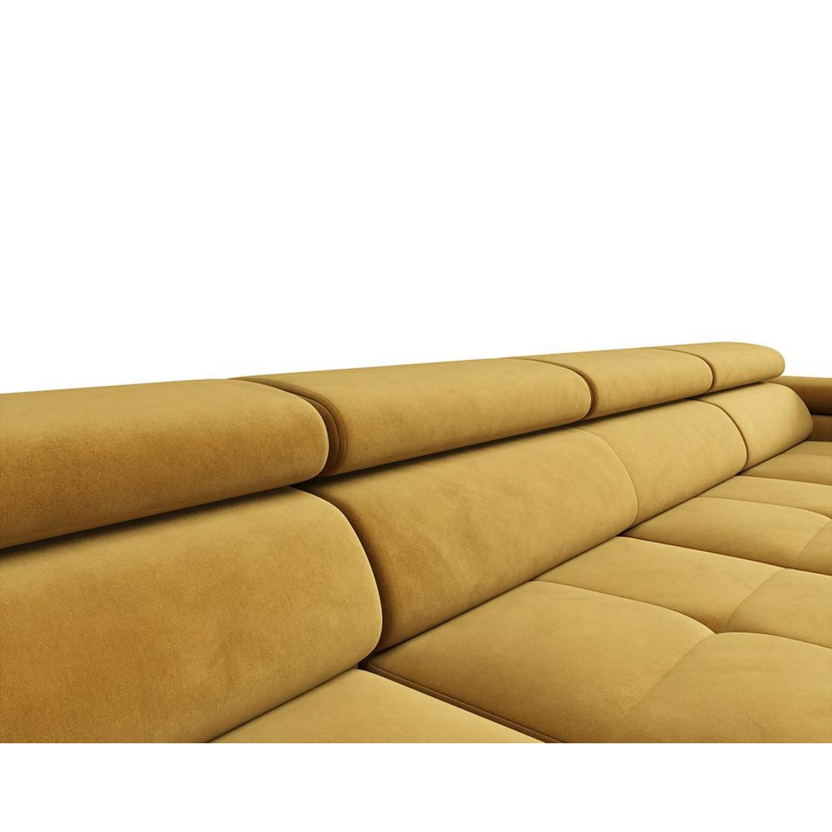 BEST MOBILIER Ayden - canapé panoramique en u 7 places convertible avec coffre et têtières réglables en tissu