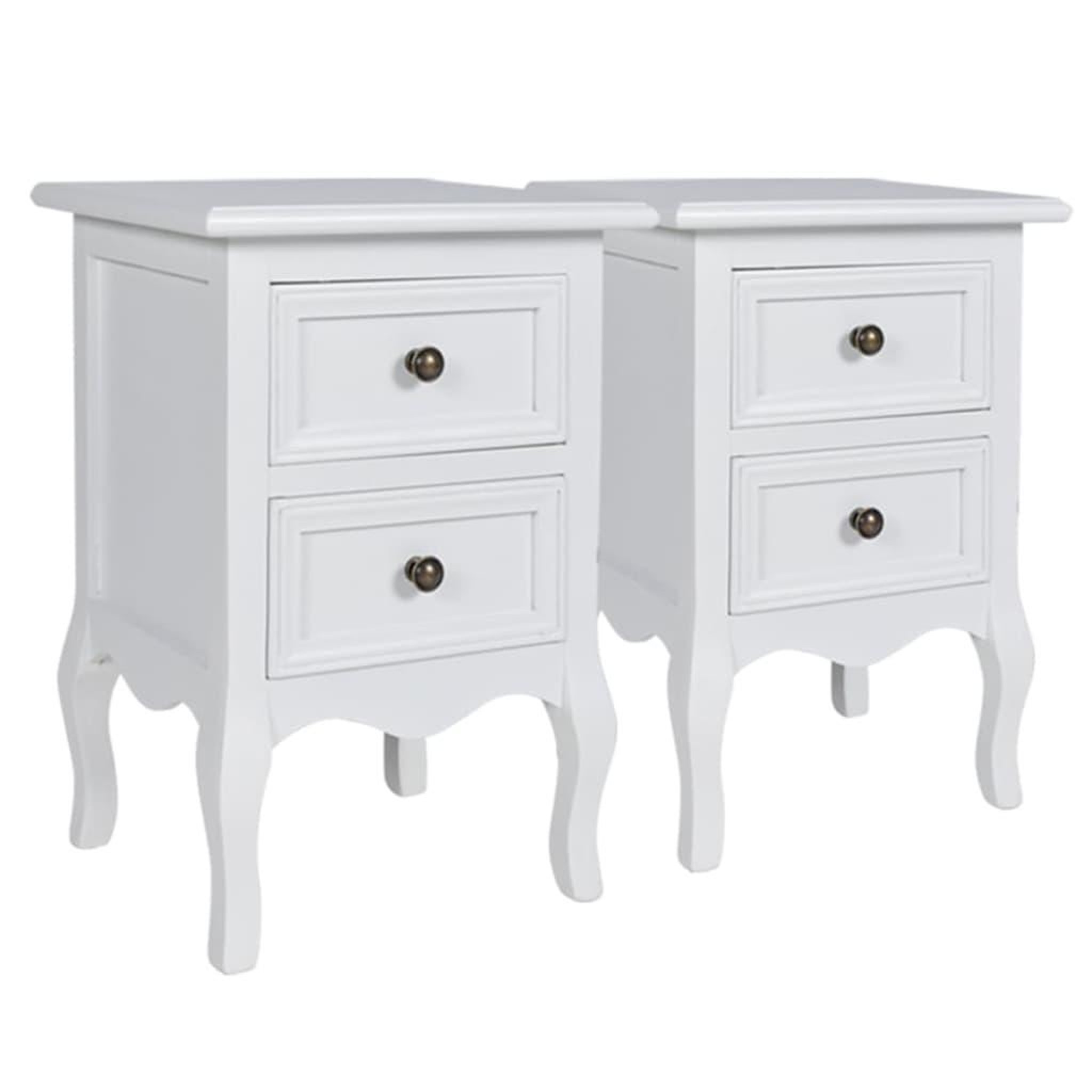 Voir la diapositive 2 : VIDAXL Table de chevet 2 pcs avec 2 tiroirs MDF Blanc