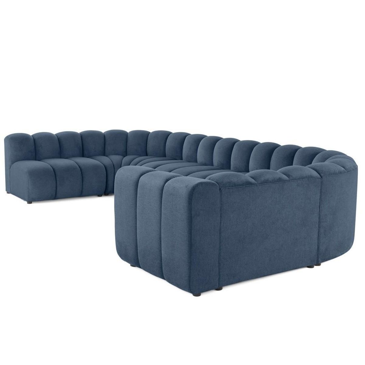 LISA DESIGN Debbie - canapé modulable panoramique d'angle gauche 7 places en tissu texturé