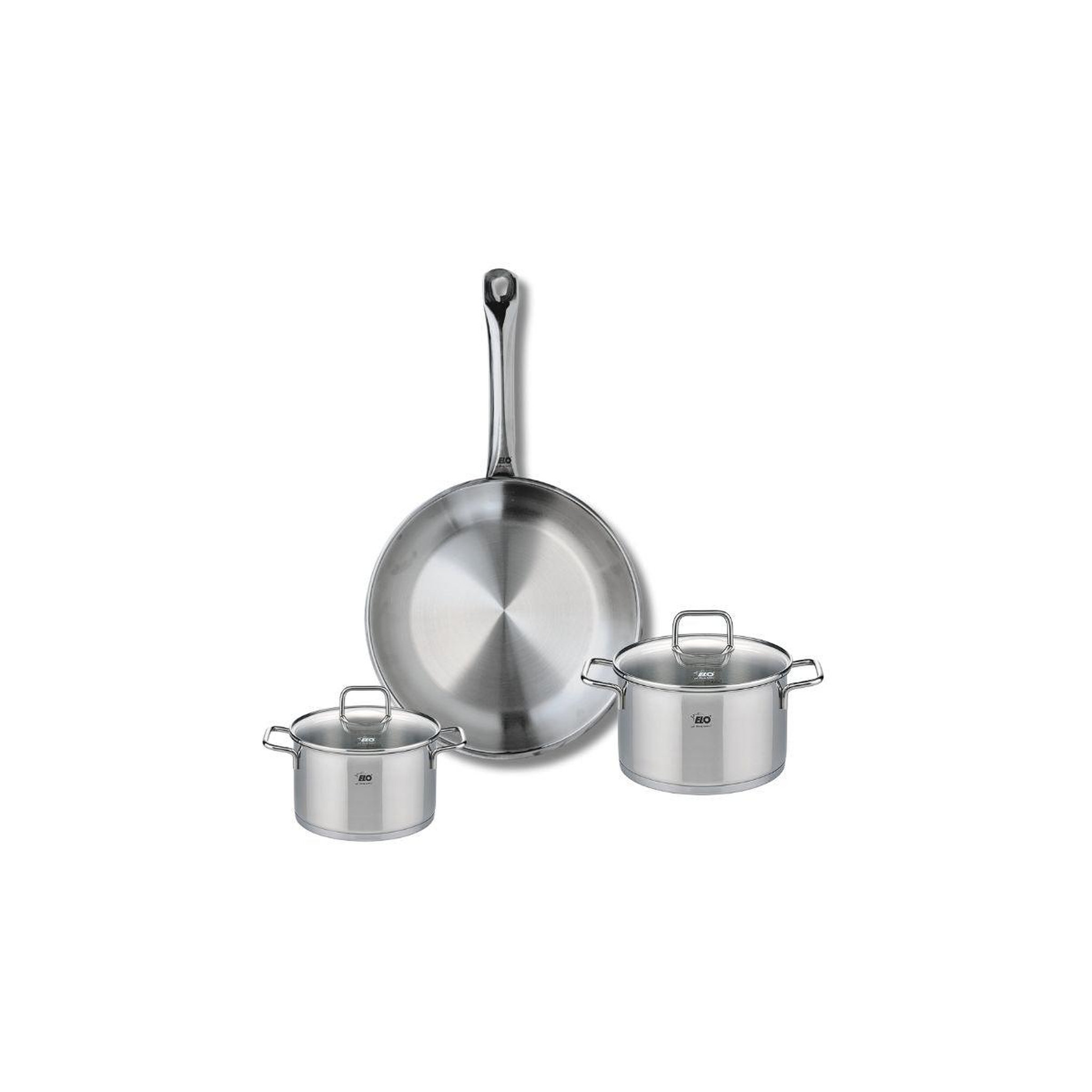 ELO Ensemble de 1 poêle de cuisson 24 cm et 2 faitouts 12 et 14 cm elo profi citrin