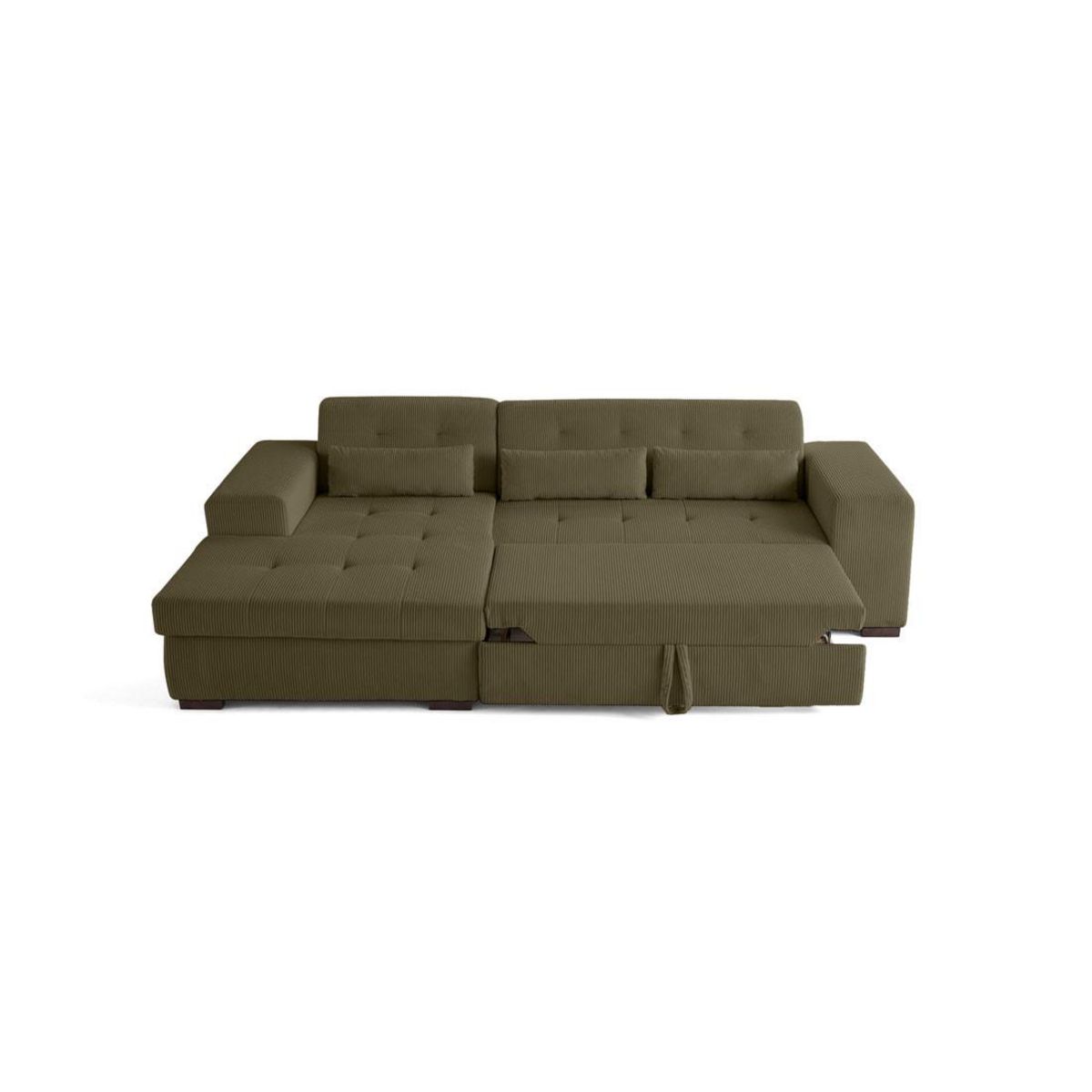 LISA DESIGN Vermont - canapé d'angle gauche - 4 places - convertible avec coffre - en velours côtelé