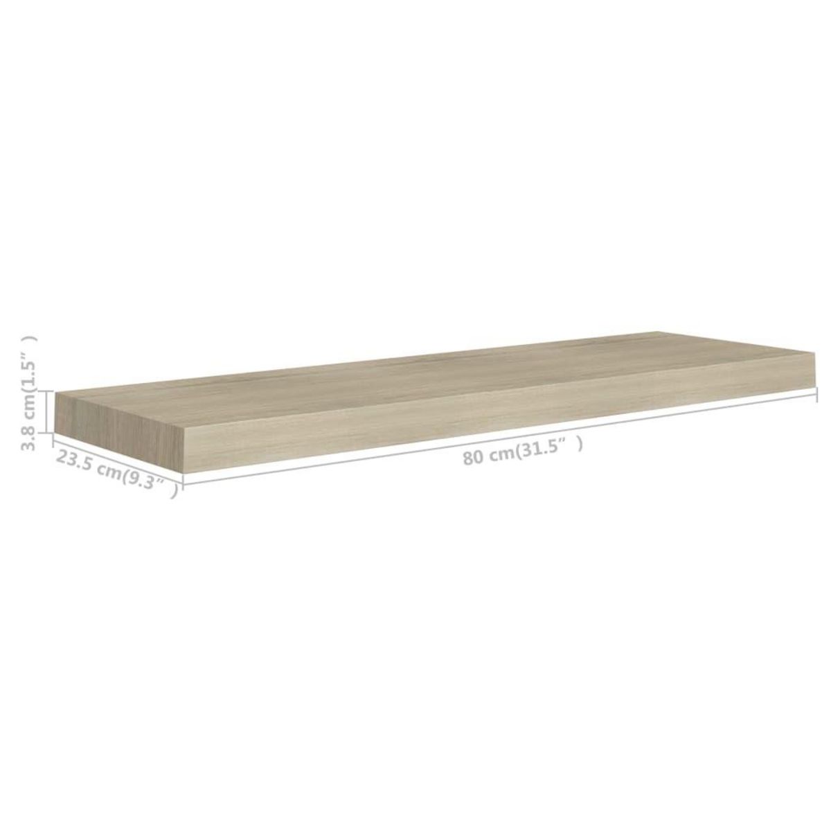 VIDAXL Etageres murales flottantes 2 pcs Chene 80x23,5x3,8 cm MDF