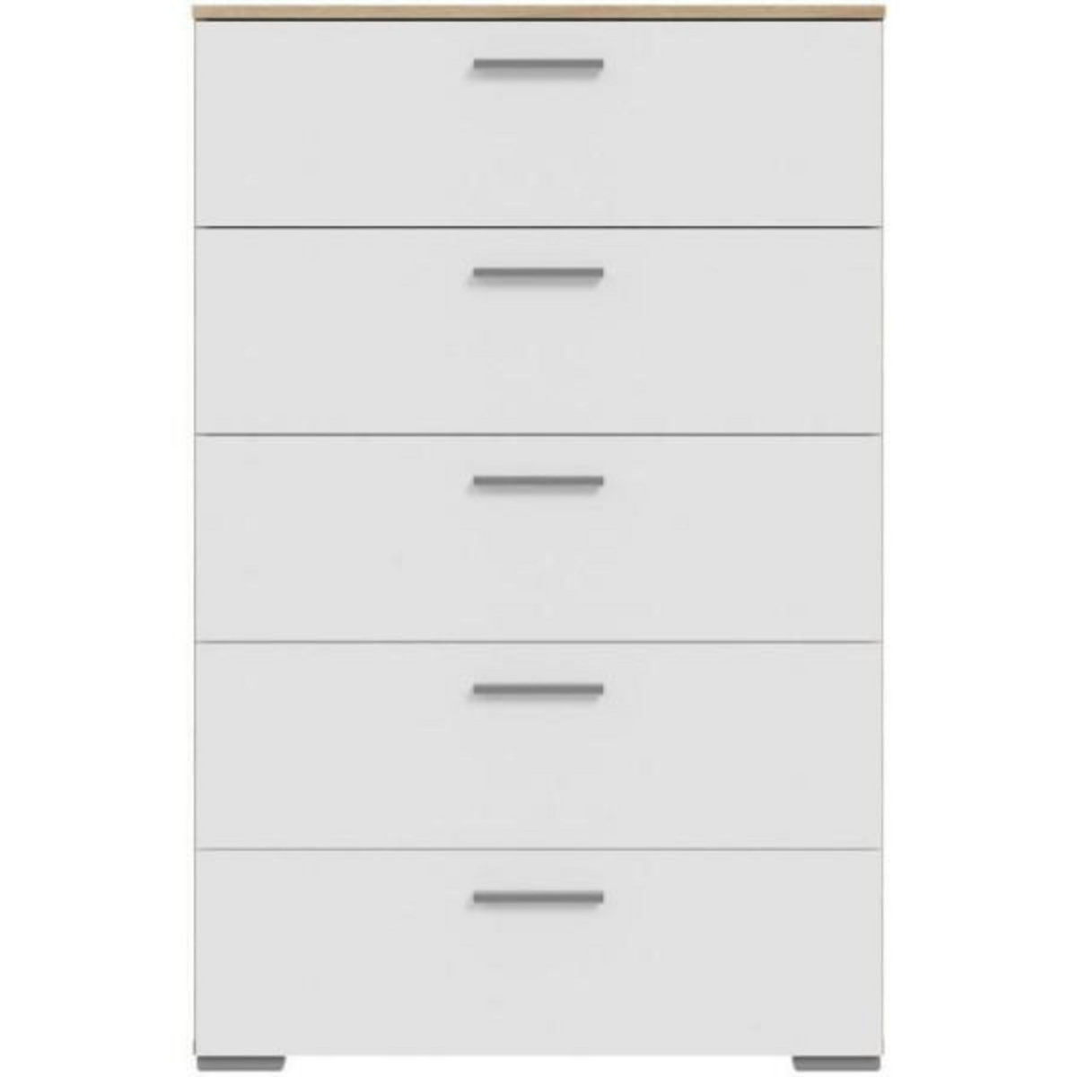 MARKET24 Commode BASJANA - 5 tiroirs - Décor chene sonoma et blanc mat - L80,2 x P41,3 x H123,8 cm